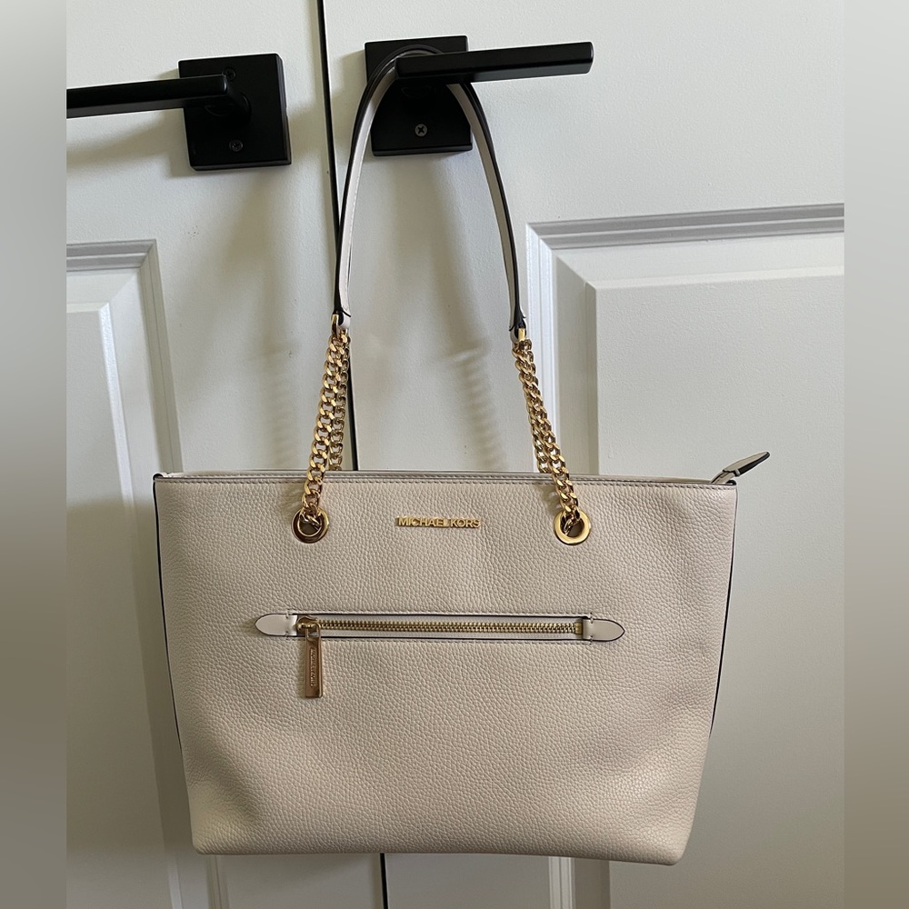 Medium Michael Kors zipper cream jet set tote